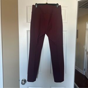 Theory Women's Burgundy Straight Leg Pants Side Zip Size 6